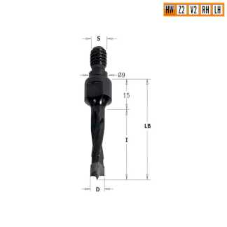 Сверло HW для присадочного станка 5x30x Z=2+2 S=M8/9 RH