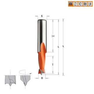 Сверло HW для присадочного станка 5x18x57,5 Z=2+2 S=10x34 LH