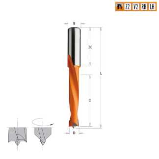 Сверло HW для присадочного станка 5x44x77 Z=2+2 S=10x30 RH